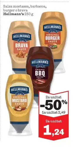 Sorli HELLMANN'S Salsa mostassa, barbacoa, burger o brava oferta