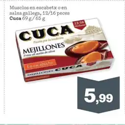 Sorli CUCA Musclos en escabetx o en salsa gallega, 12/16 peces oferta