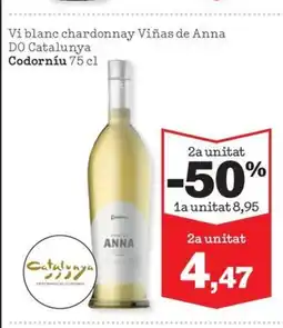 Sorli CODORNIU Vi blanc chardonnay Viñas de Anna DO Catalunya oferta
