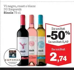 Sorli SINOLS Vi negre, rosat o blanc DO Empordà oferta