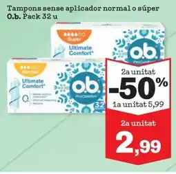 Sorli O.B Tampons sense aplicador normal o súper oferta