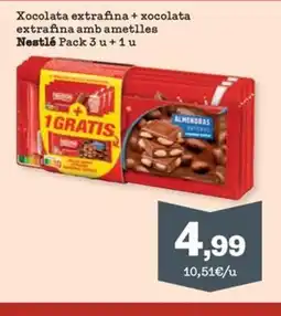 Sorli NESTLÉ Xocolata extrafina + xocolata extrafina amb ametlles oferta