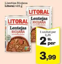 Sorli LITORAL Llenties Riojana oferta