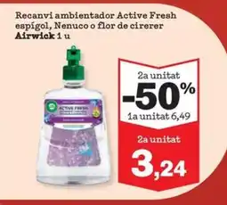 Sorli AIRWICK Recanvi ambientador Active Fresh espígol, Nenuco o flor de cirerer oferta