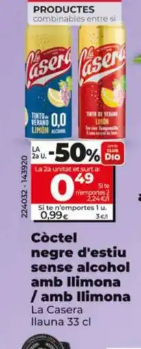 Maxi Dia LA CASERA Còctel negre d'estiu sense alcohol amb llimona / amb llimona oferta