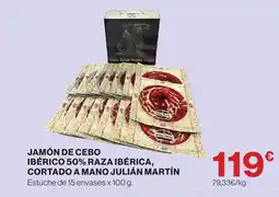 Hipercor Jamón de cebo ibérico 50% raza ibérica, cortado a mano julián martín oferta