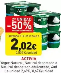Hiperber Activia - yogur natural, natural desnatado o natural desnatado edulcorado oferta