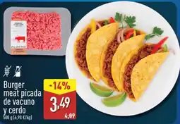 ALDI Burger meat picada vacuno de y cerdo oferta