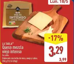 ALDI LA TABLA Queso mezcla viejo intenso oferta