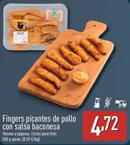 ALDI Fingers picantes de pollo con salsa baconesa oferta