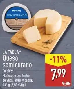 ALDI LA TABLA Queso semicurado oferta