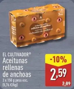 ALDI EL CULTIVADOR Aceitunas rellenas de anchoas oferta
