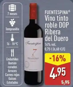 ALDI FUENTESPINA Vino tinto roble DOP Ribera del Duero oferta