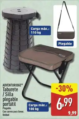 ALDI ADVENTURIDGE Taburete / Silla plegable portátil oferta
