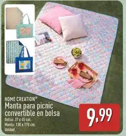 ALDI HOME CREATION Manta para picnic convertible en bolsa oferta
