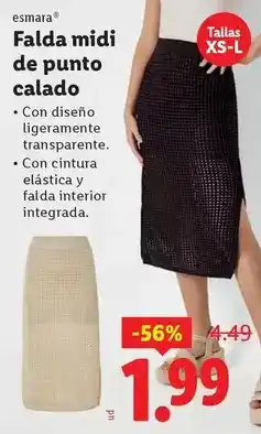 Ocine Esmara - falda midi de punto calado oferta