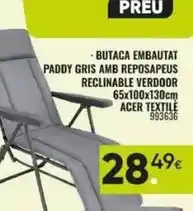 Family Cash Butaca embautat paddy gris amb reposapeus reclinable verdoor oferta