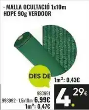Family Cash Malla ocultacio 1x10m hdpe verdoor oferta