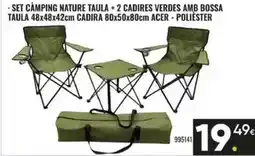 Family Cash Set camping nature taula + 2 cadires verdes amb bossa taula oferta