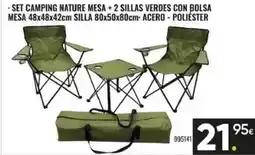 Family Cash Nature - set camping mesa + 2 sillas verdes con bolsa mesa oferta