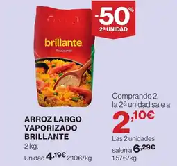 Hipercor BRILLANTE Arroz largo vaporizado oferta