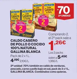 Hipercor GALLINA BLANCA Caldo casero de pollo o cocido 100% natural oferta