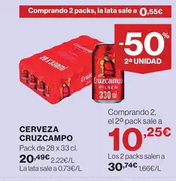 Hipercor CRUZCAMPO Cerveza oferta