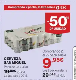 Hipercor SAN MIGUEL Cerveza oferta