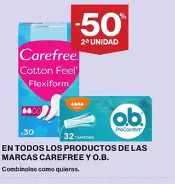 Hipercor En todos los productos de las marcas carefree y o.b. oferta