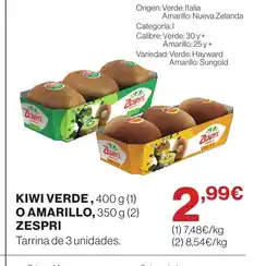 Hipercor ZESPRI Kiwi verde o amarillo oferta