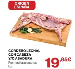 Hipercor Cordero lechal con cabeza y/o asadura oferta