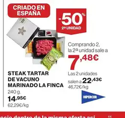 Hipercor LA FINCA Steak tartar de vacuno marinado oferta