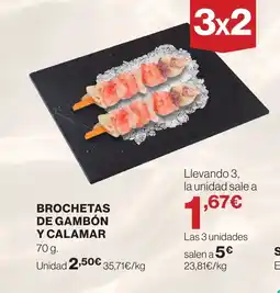 Hipercor Brochetas de gambón y calamar oferta
