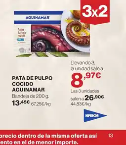 Hipercor AGUINAMAR Pata de pulpo cocido oferta