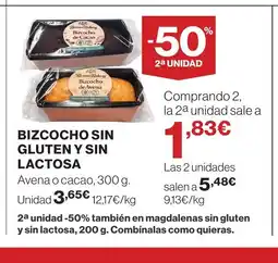 Hipercor Bizcocho sin gluten y sin lactosa oferta