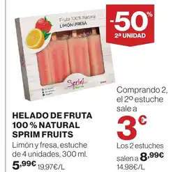Hipercor Helado de fruta 100% natural sprim fruits oferta