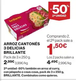 Hipercor BRILLANTE Arroz cantonés 3 delicias oferta