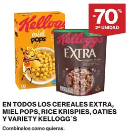 Hipercor KELLOGG'S En todos los cereales extra, miel pops, rice krispies, oaties y variety oferta