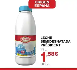 Hipercor PRÉSIDENT Leche semidesnatada oferta