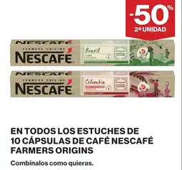 Hipercor En todos los estuches de 10 cápsulas de café nescafé farmers origins oferta