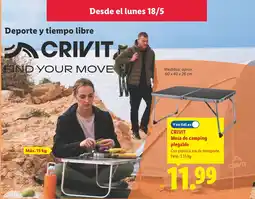Lidl CRIVIT Mesa de camping plegable oferta