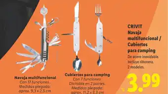 CRIVIT Navaja multifuncional / Cubiertos para camping
