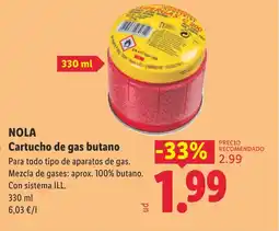 Lidl NOLA Cartucho de gas butano oferta