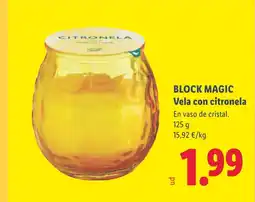 Lidl BLOCK MAGIC Vela con citronela oferta