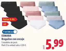 Lidl ESMARA Braguitas con encaje oferta