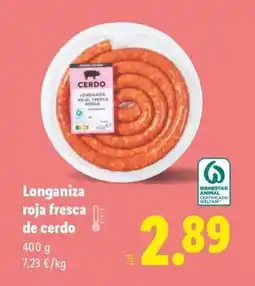 Lidl Longaniza roja fresca de cerdo oferta