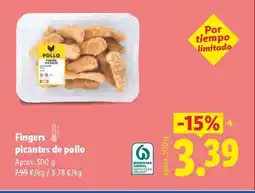 Lidl Fingers picantes de pollo oferta