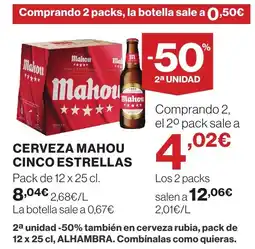 Hipercor Cerveza mahou cinco estrellas oferta
