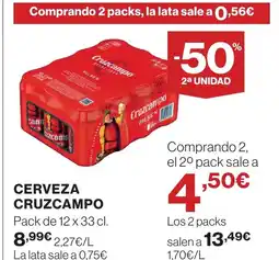 Hipercor CRUZCAMPO Cerveza oferta