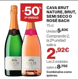 Hipercor ROSÉ BACH Cava brut nature, brut, semi seco oferta